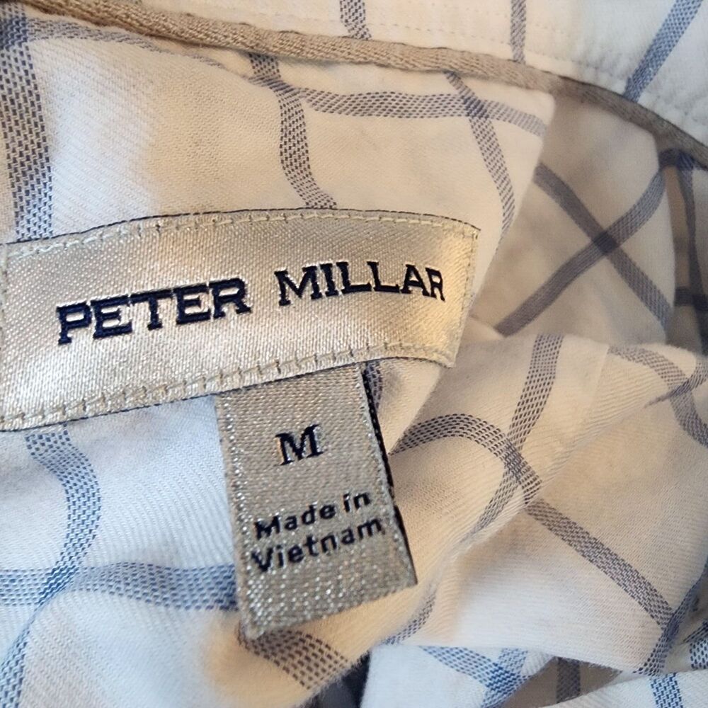 Peter Millar Long Sleeve Button Down Men Check Shirt Size Medium